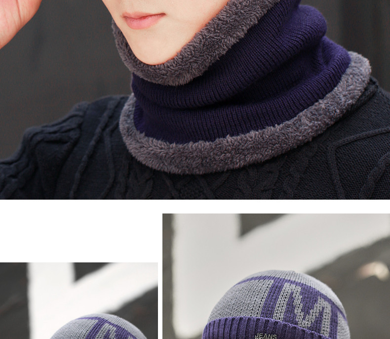 Muška zimska kapa s toplom postavom s natpisom i metalnim elementom