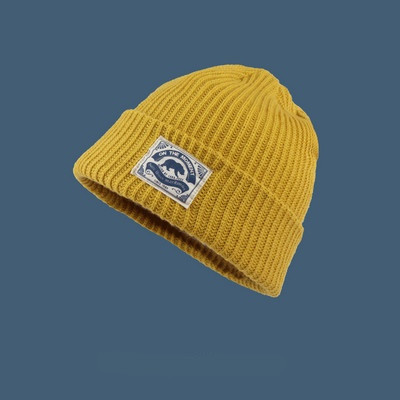 Muška moderna pletena kapa s vezom jednobojnog uzorka