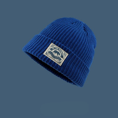 Muška moderna pletena kapa s vezom jednobojnog uzorka