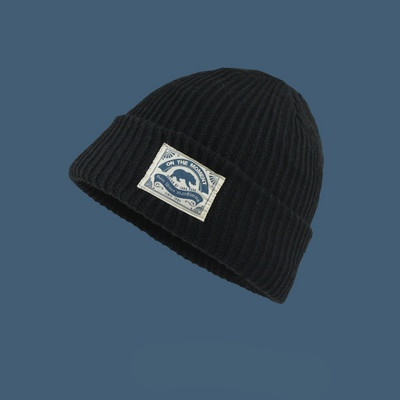 Muška moderna pletena kapa s vezom jednobojnog uzorka