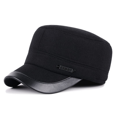 Naujo modelio vyriška žieminė kepurė su metaline emblema