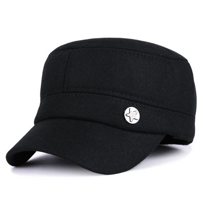 Naujo modelio vyriška žieminė kepurė su metaline emblema