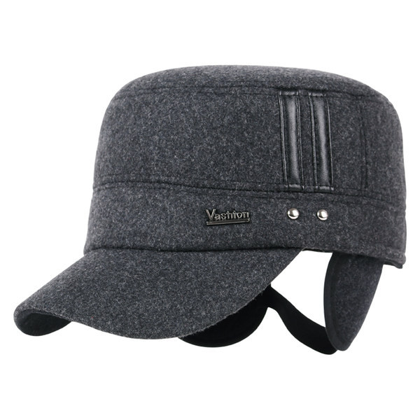 Naujo modelio vyriška žieminė kepurė su metaline emblema