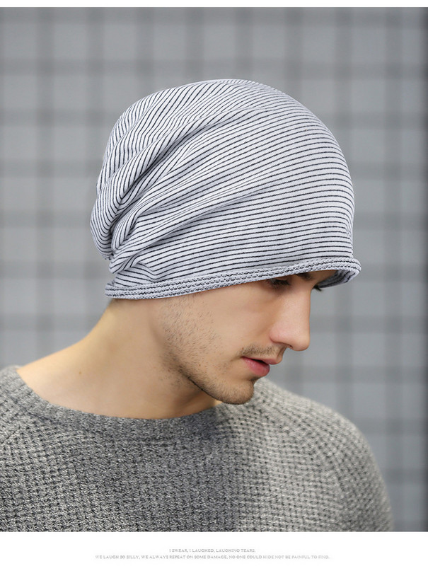 Νέο μοντέλο ανδρικό καπέλο ριγέ σε λευκό και μαύρο χρώμα
