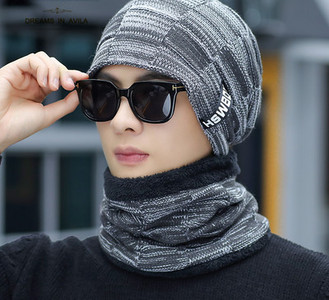 Ανδρικό χειμωνιάτικο καπέλο με κασκόλ σε πολλά μοντέλα