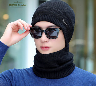 Ανδρικό χειμωνιάτικο καπέλο με κασκόλ σε πολλά μοντέλα