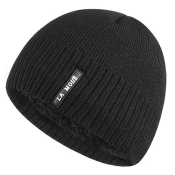 Χειμερινό ανδρικό καπέλο με ζεστή φόδρα σε γκρι και μαύρο χρώμα