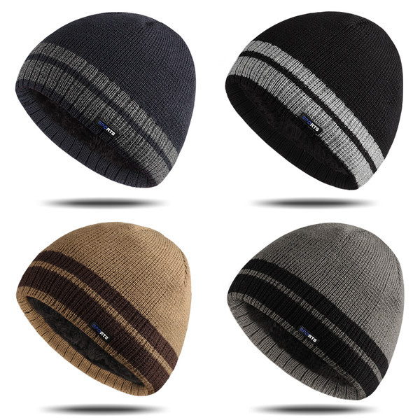 Χειμερινό πλεκτό καπέλο με απαλή ζεστή φόδρα