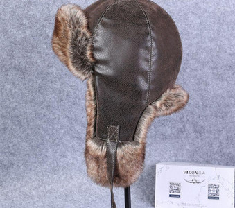 Ανδρικό έκο δερμάτινο καπέλο με ζεστή φόδρα