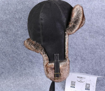 Ανδρικό έκο δερμάτινο καπέλο με ζεστή φόδρα