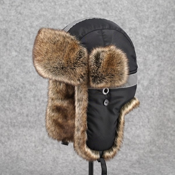 Muška zimska naušnica s perom - crne boje