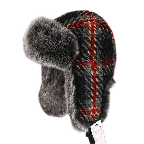 Muška karirana kapa naušnica s perom