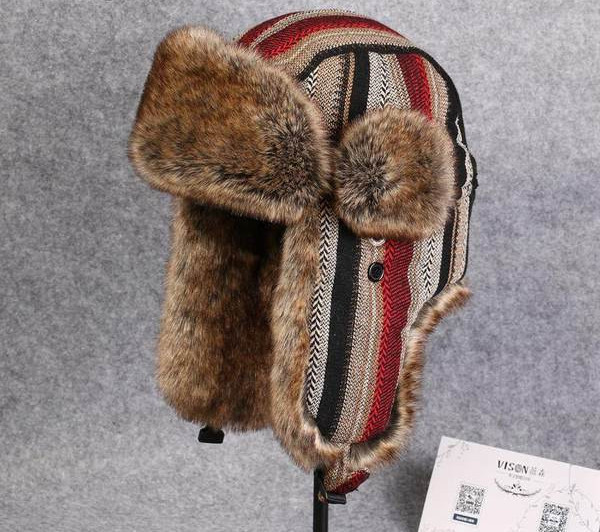 Ανδρικό χειμωνιάτικο καπέλο με πούπουλο σε δύο χρώματα