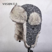 Μάλλινη χειμερινή σκουφιά με φόδρα από eco γούνα