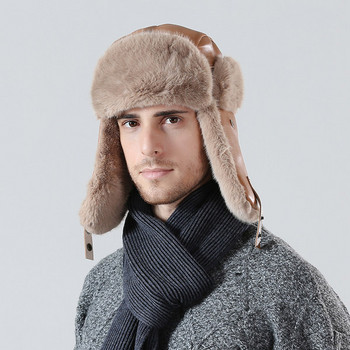 Нов модел мъжка шапка от изкуствена кожа с пухена подплата