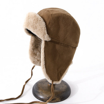 Ανδρικό χειμερινό καπέλο με κορδόνια και πουπουλένια φόδρα