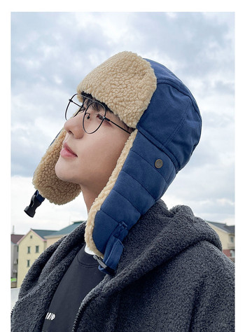 Мъжка зимна шапка тип ушанка с джоб и закопчаване с копче