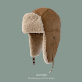 Debela zimska naušnica od eko brušene kože i lepršave postave