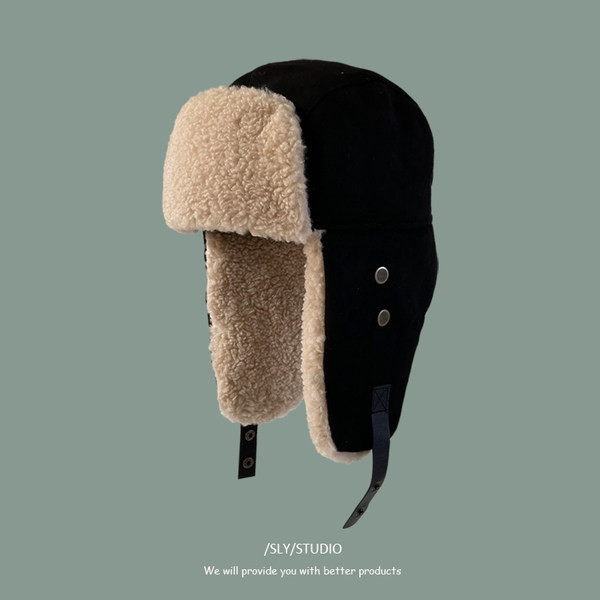 Debela zimska naušnica od eko brušene kože i lepršave postave