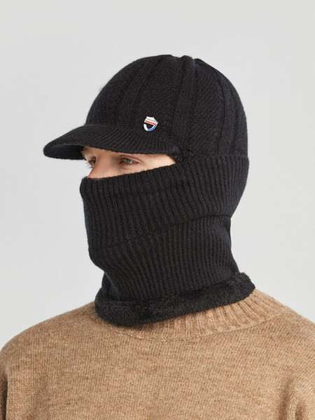 Pletena zimska kapa sa šalom za muškarce