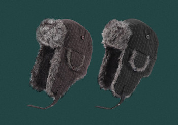 Мъжка модерна зимна шапка с ушанки и пух