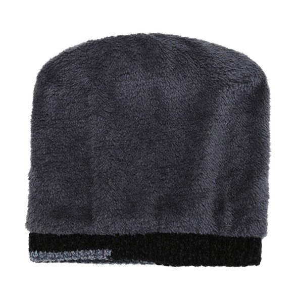 Χειμερινό πλεκτό καπέλο ανδρικό με έμβλημα και ζεστή φόδρα