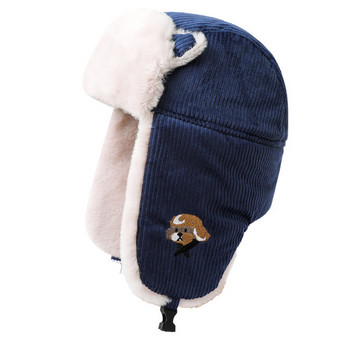 Ανδρικό χειμωνιάτικο καπέλο με απλικέ και πούπουλο