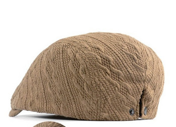Зимна плетена шапка тип каскет за мъже