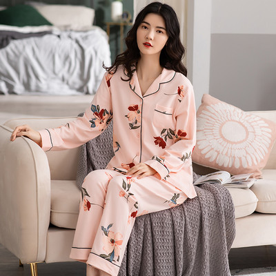 Ženska dvodijelna pamučna pidžama s gumbima
