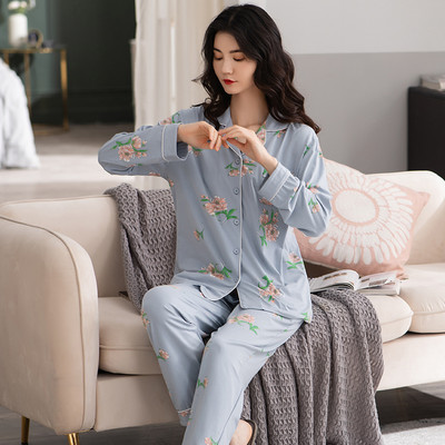 Ženska dvodijelna pamučna pidžama s gumbima