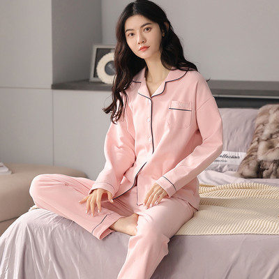 Ženska dvodijelna pamučna pidžama s gumbima
