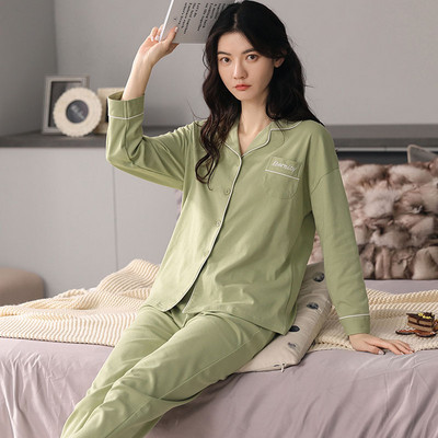 Ženska dvodijelna pamučna pidžama s gumbima