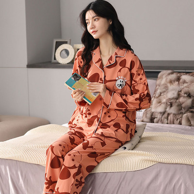 Ženska dvodijelna pamučna pidžama s gumbima