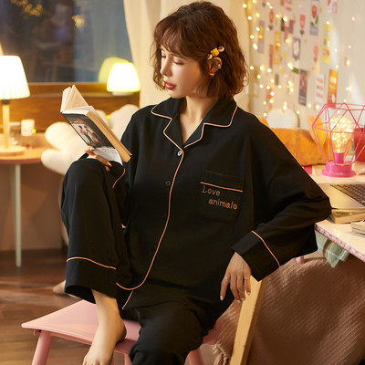 Ženska dvodijelna pamučna pidžama s gumbima