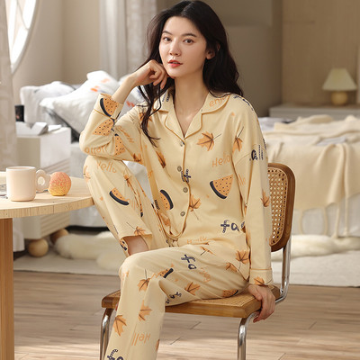 Ženska dvodijelna pamučna pidžama s gumbima