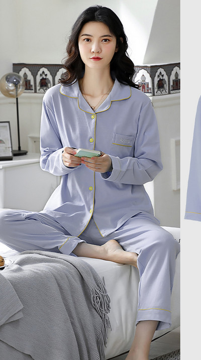 Ženska dvodijelna pamučna pidžama s gumbima