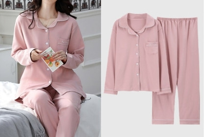 Ženska dvodijelna pamučna pidžama s gumbima