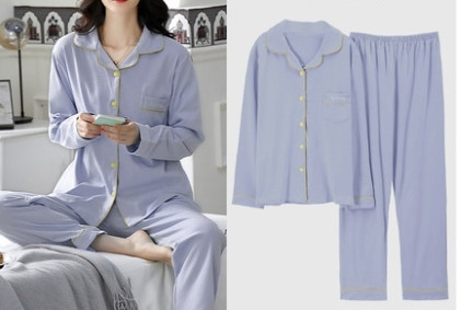 Ženska dvodijelna pamučna pidžama s gumbima