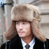 Stilinga vyriška pūkinė kepurė su kaklaraiščiais ir ausinėmis