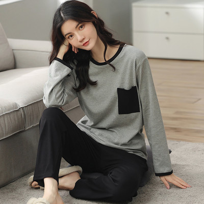 Ženska pamučna pidžama s dugim rukavima