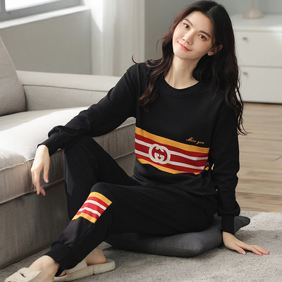 Ženska pamučna pidžama s dugim rukavima