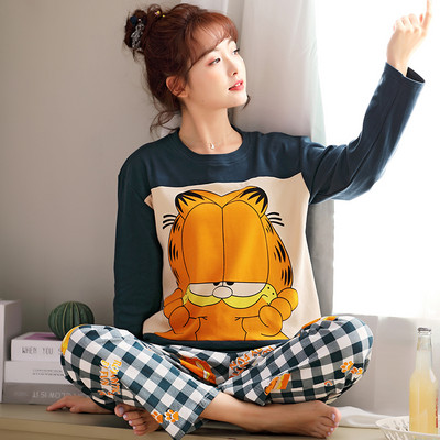 Ženska pamučna pidžama s dugim rukavima