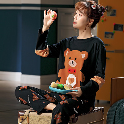 Ženska pamučna pidžama s dugim rukavima