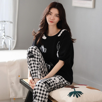 Ženska pidžama iz dva dijela sa kratkim rukavima i dužinom hlača 9/10