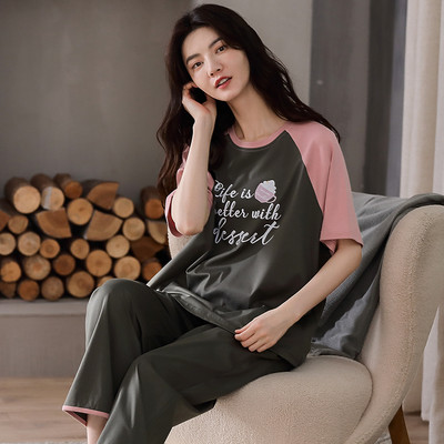 Ženska pidžama iz dva dijela sa kratkim rukavima i dužinom hlača 9/10