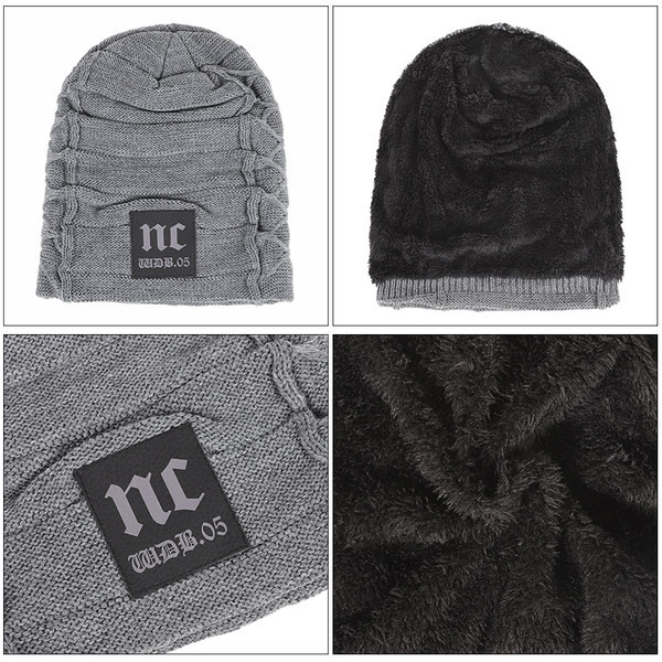 Vyriška žieminė kepurė su storu pamušalu ir emblema