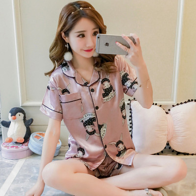 Ljetna satenska pidžama s kratkim rukavima