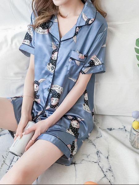 Ljetna satenska pidžama s kratkim rukavima