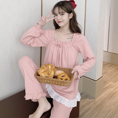 Novi model ženske pidžame iz dva dijela sa dugim rukavima i aplikacijom