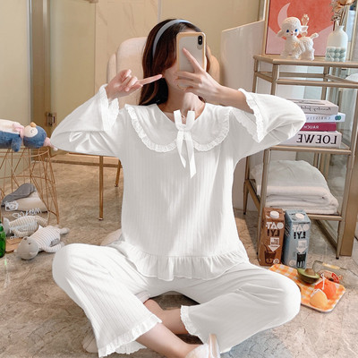 Novi model ženske pidžame iz dva dijela sa dugim rukavima i aplikacijom